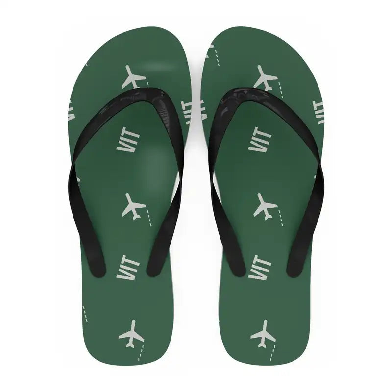 Vitoria Airport (VIT) Slippers & Flip Flops - Slippers - Flip Flops - Pattern - Green