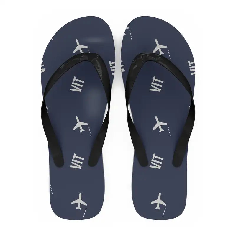 Vitoria Airport (VIT) Slippers & Flip Flops - Slippers - Flip Flops - Pattern - Navy Blue