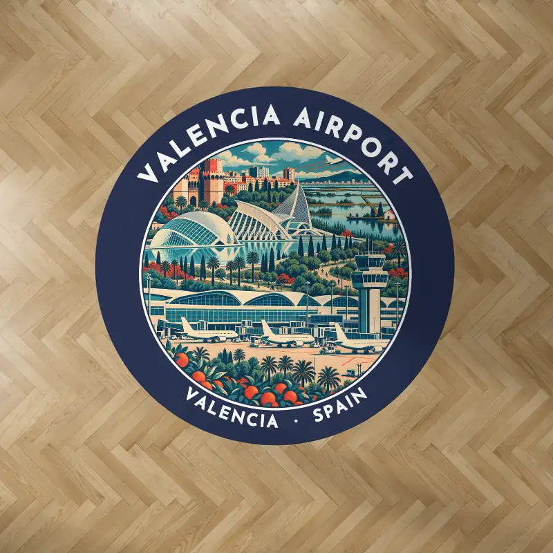 Valencia Airport (VLC) Carpets - Carpet Round - Badge - Dark Blue