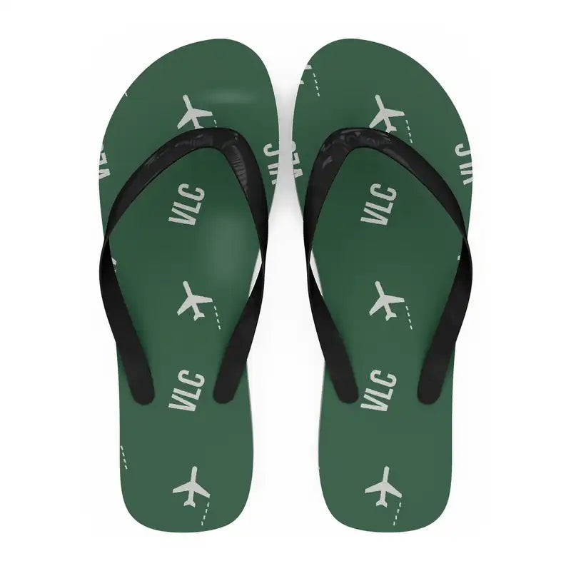 Valencia Airport (VLC) Slippers & Flip Flops - Slippers - Flip Flops - Pattern - Green