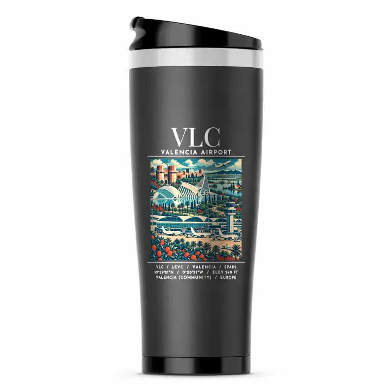 Valencia Airport (VLC) Travel Mugs - Poster - Stainless Steel (No Holder) - Gray