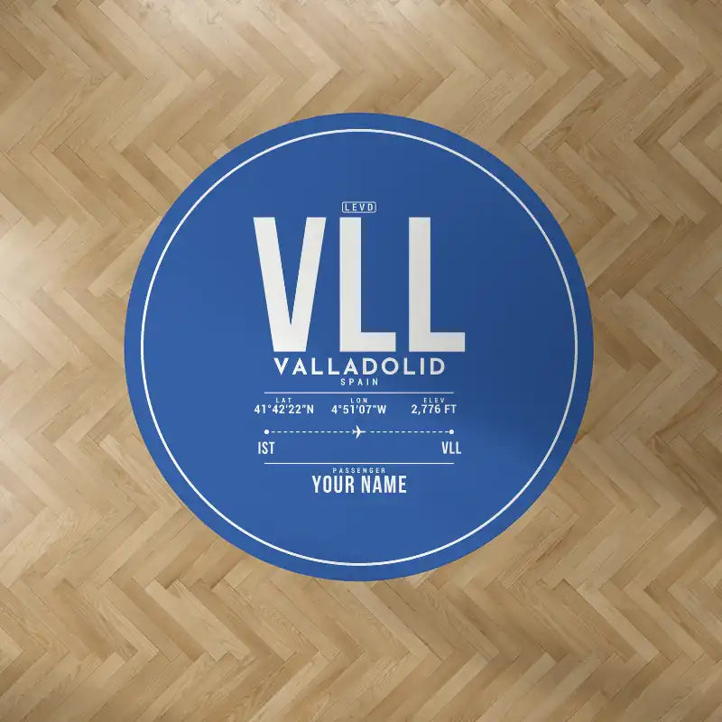 Valladolid Airport (VLL) Carpets - Carpet Round - ID Tag + Name - Blue