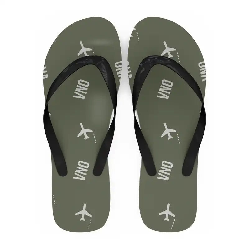 Vilnius Airport (VNO) Slippers & Flip Flops - Slippers - Flip Flops - Pattern - Green Army
