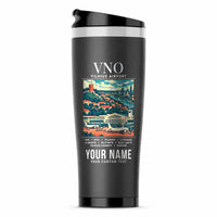 Thumbnail for Vilnius Airport (VNO) Travel Mugs - Poster + Name - Stainless Steel (No Holder) - Gray