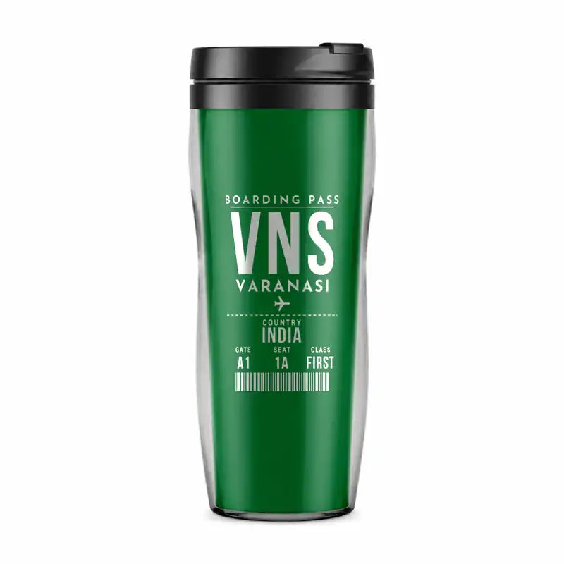 Lal Bahadur Shastri International Airport (VNS) Travel Mugs - Boarding Pass - Plastic (No Holder) - Green