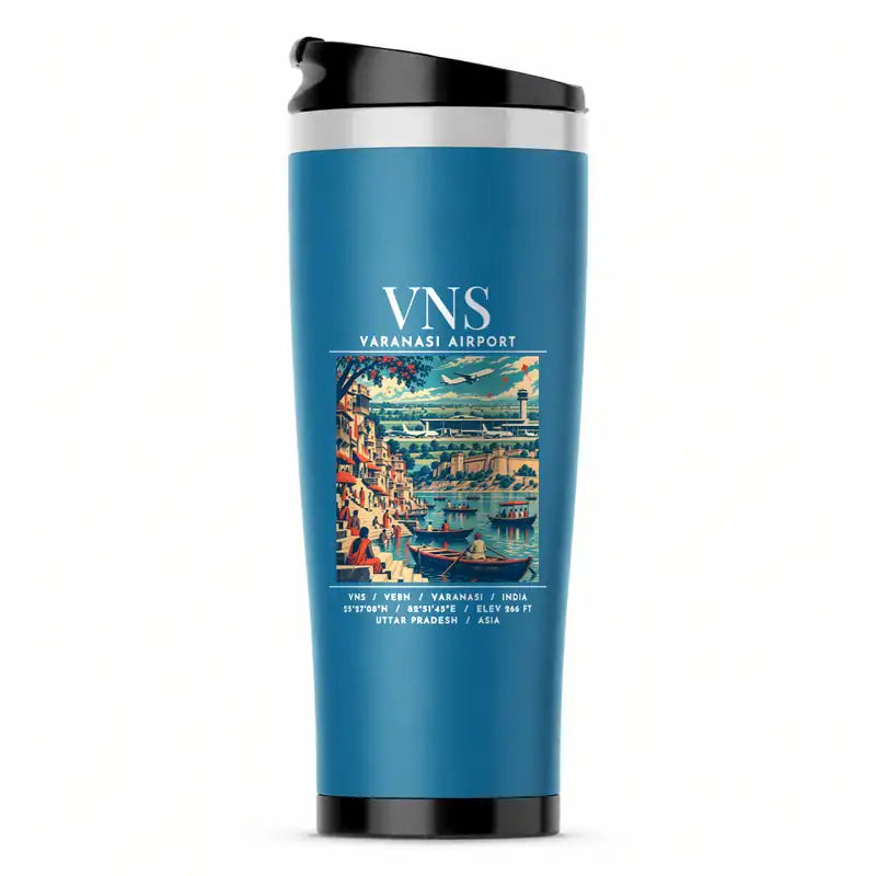 Lal Bahadur Shastri International Airport (VNS) Travel Mugs - Poster - Stainless Steel (No Holder) - Light Blue