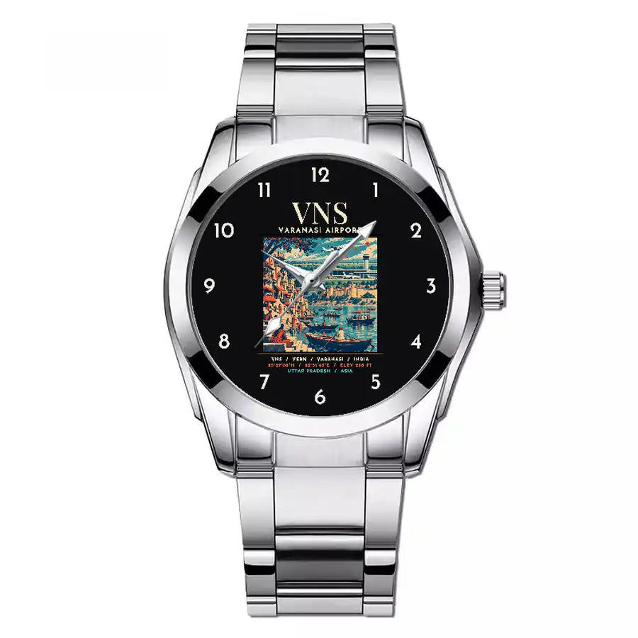 Lal Bahadur Shastri International Airport (VNS) Aviator Watches - Poster - Stainless Steel Band - For Men