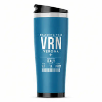 Thumbnail for Verona Villafranca Airport (VRN) Travel Mugs - Boarding Pass - Stainless Steel (No Holder) - Light Blue
