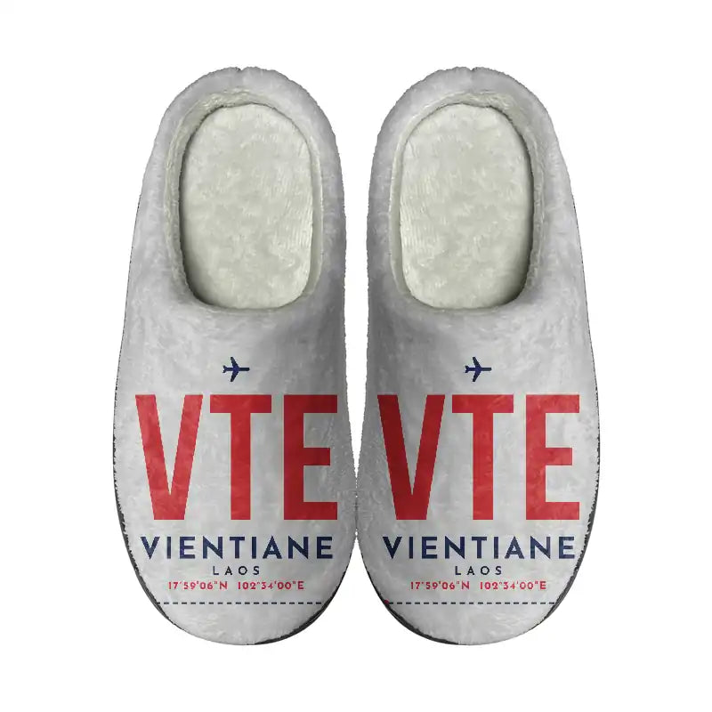 Wattay International Airport Vientiane (VTE) Slippers & Flip Flops - Slippers - Cotton - Code - Same - Light Gray