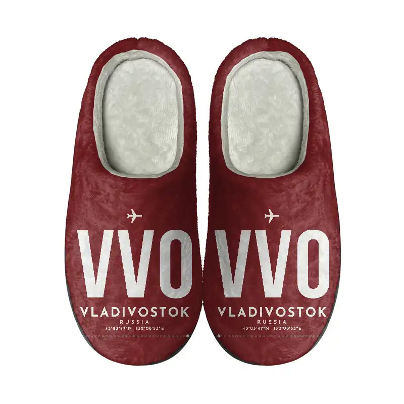 Vladivostok International Airport (VVO) Slippers & Flip Flops - Slippers - Cotton - Code - Same - Dark Red