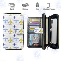 Thumbnail for Very Colourful Airplanes Designed Leather Long Zipper Wallets
