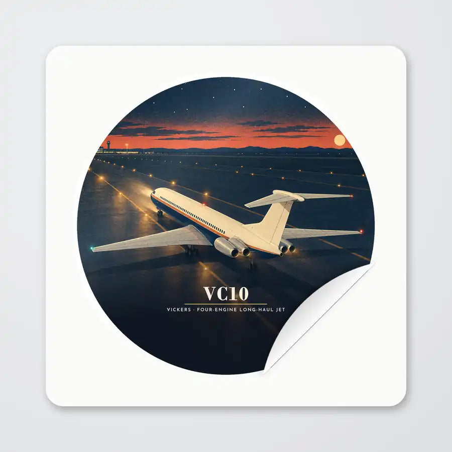 Vickers VC10 - 3D - Circle Sticker - Peel