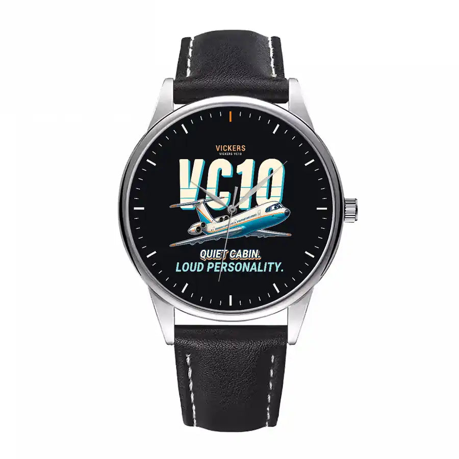Vickers VC10 - Cartoon - Leather Strap - Black Leather Strap