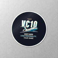 Thumbnail for Vickers VC10 - Cartoon + Name - Circle Sticker - Close-up