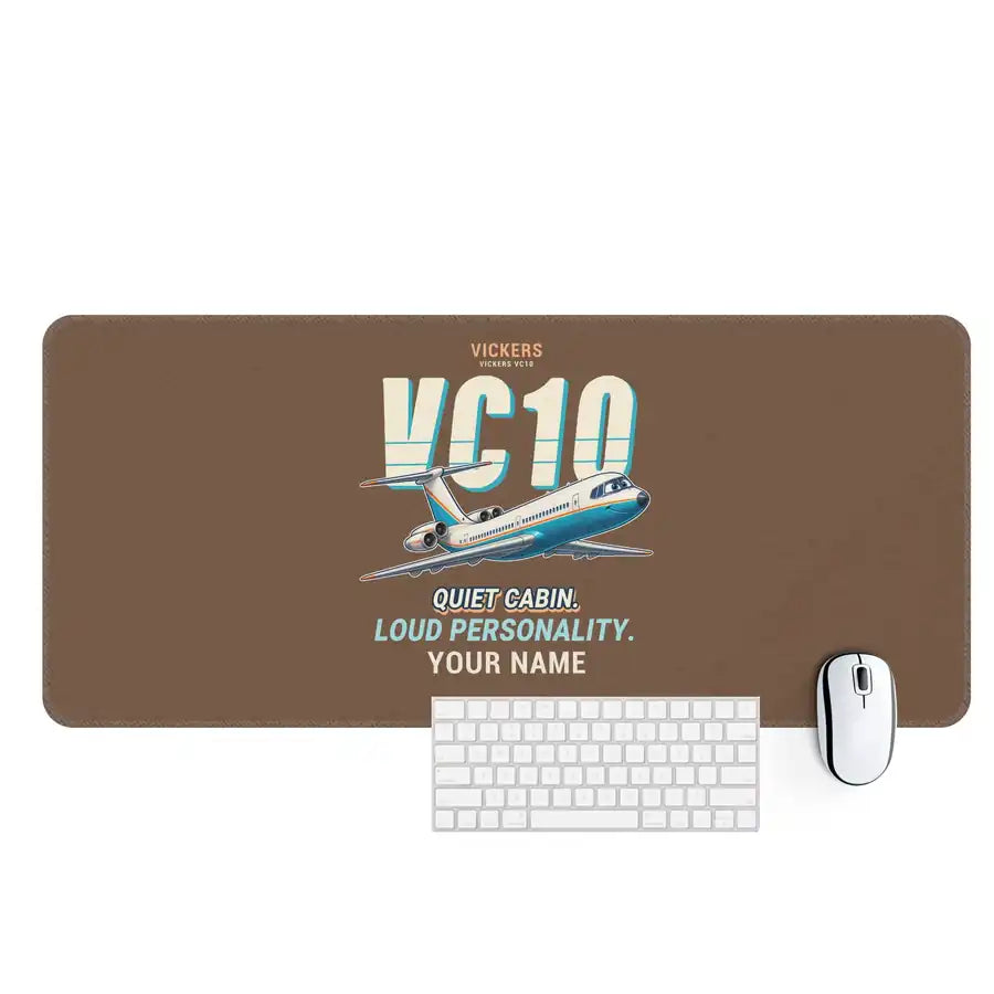 Vickers VC10 - Cartoon + Name - Desk Mat - Brown