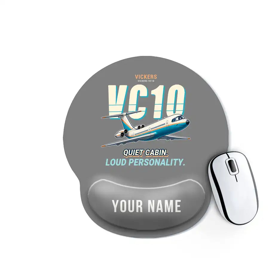 Vickers VC10 - Cartoon + Name - Ergonomic Mouse Pad - Gray