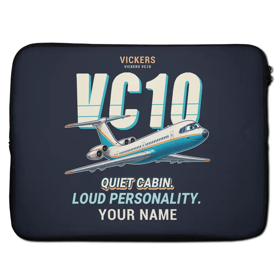 Vickers VC10 - Cartoon + Name - Laptop Sleeve