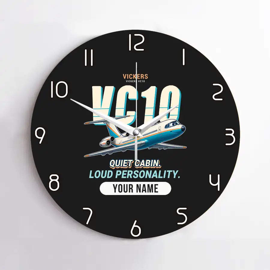 Vickers VC10 - Cartoon + Name - No Frame - Black