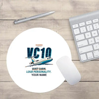 Thumbnail for Vickers VC10 - Cartoon + Name - Round Mouse Pad - White