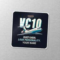 Thumbnail for Vickers VC10 - Cartoon + Name - Square Sticker - Close-up