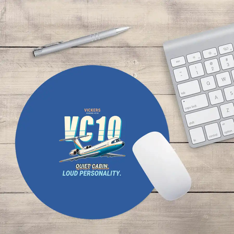 Vickers VC10 - Cartoon - Round Mouse Pad - Blue