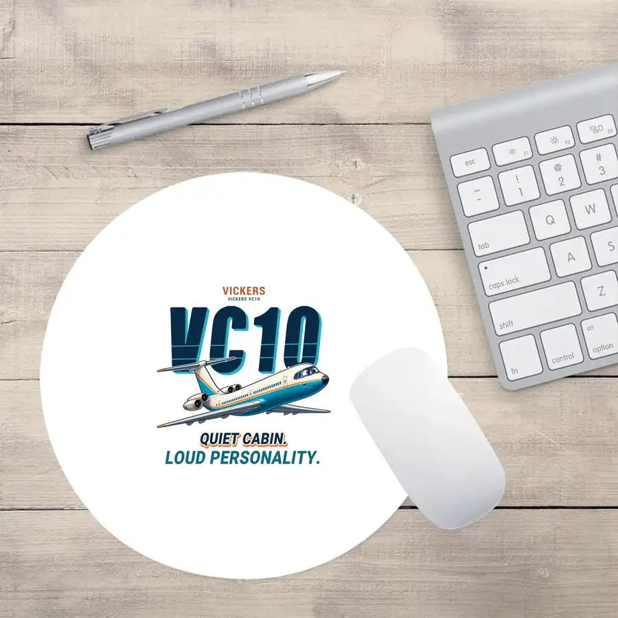 Vickers VC10 - Cartoon - Round Mouse Pad - White