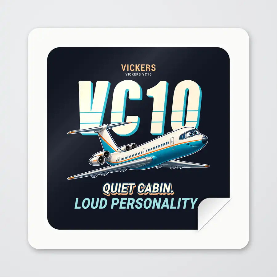 Vickers VC10 - Cartoon - Square Sticker - Peel