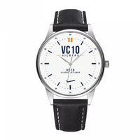Thumbnail for Vickers VC10 - Classic - White - Leather Strap - Black Leather Strap