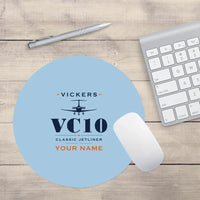 Thumbnail for Vickers VC10 - Heritage + Name - Round Mouse Pad - Light Blue