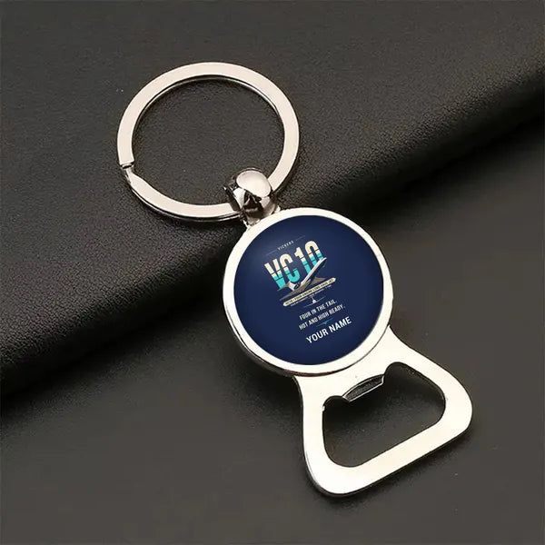 Vickers VC10 - Original + Name - Bottle Opener Key Chain - Navy Blue