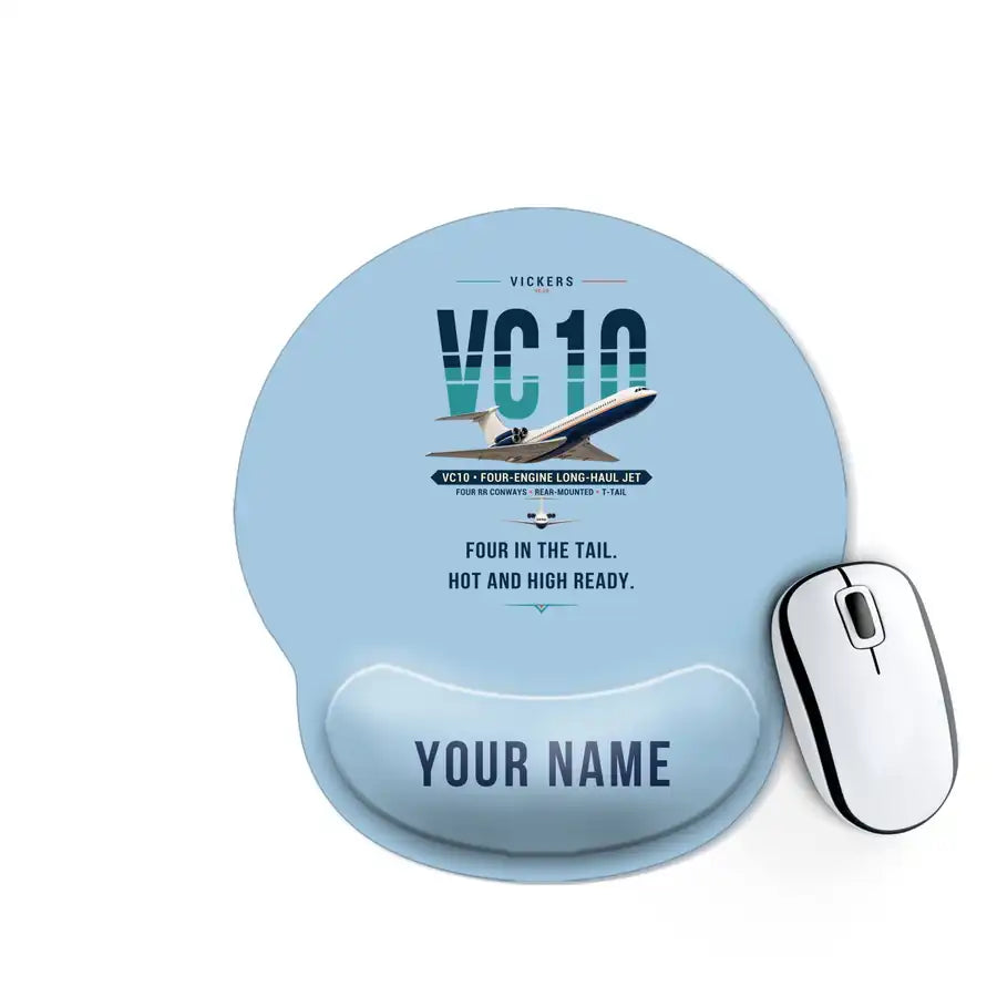 Vickers VC10 - Original + Name - Ergonomic Mouse Pad - Light Blue