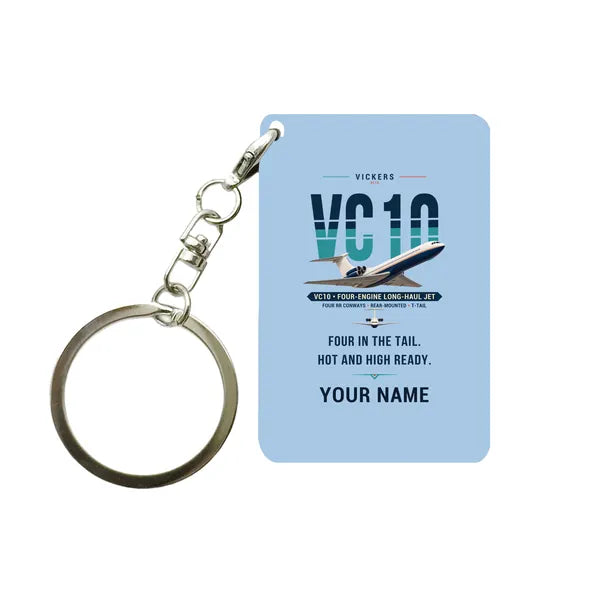 Vickers VC10 - Original + Name - Key Chain - Light Blue