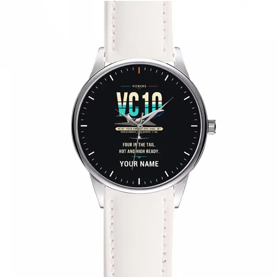 Vickers VC10 - Original + Name - Leather Strap - White Leather Strap