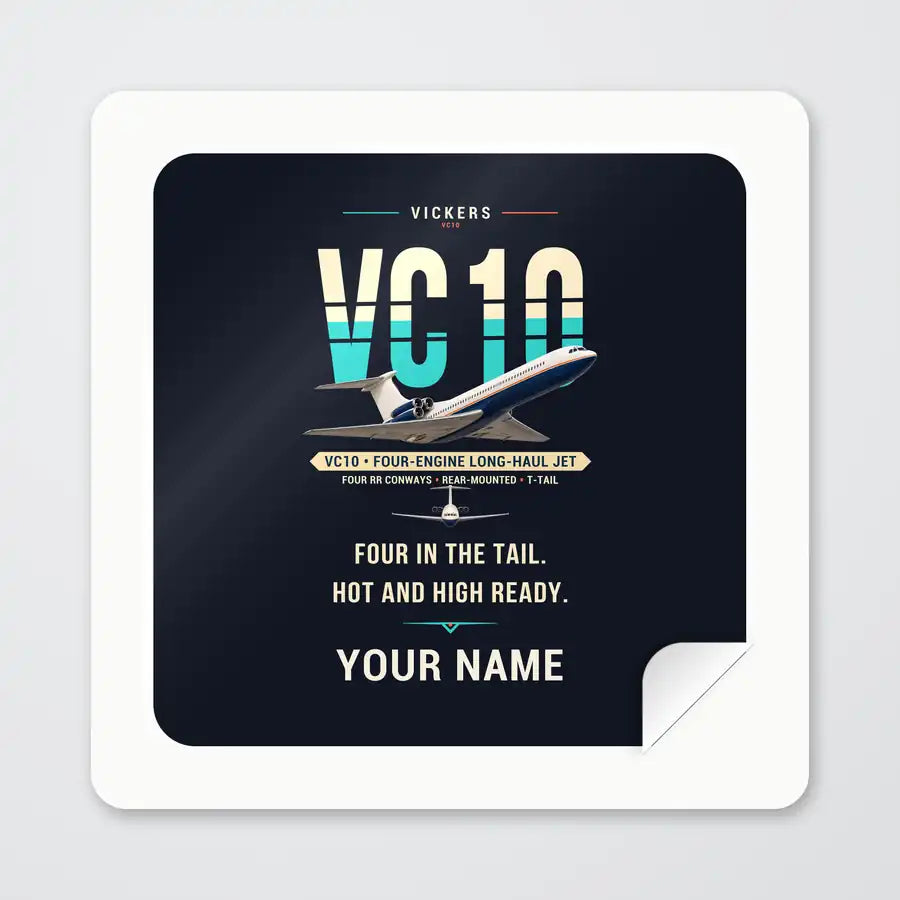 Vickers VC10 - Original + Name - Square Sticker - Peel