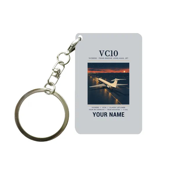 Vickers VC10 - Poster + Name - Key Chain - Light Gray