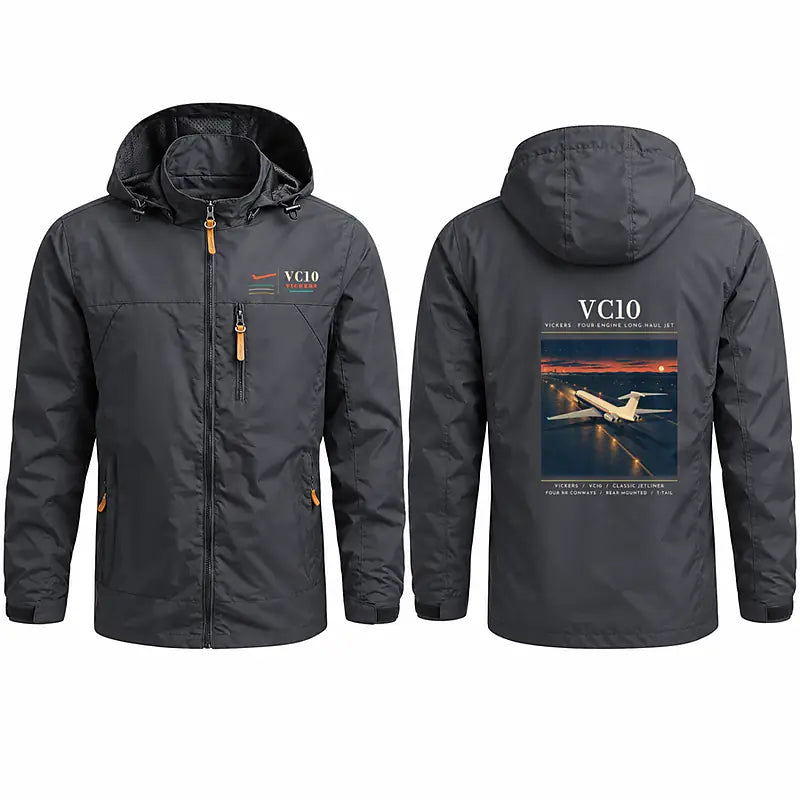 Vickers VC10 Stylish Jackets - Hooded Windbreaker - Poster - Charcoal