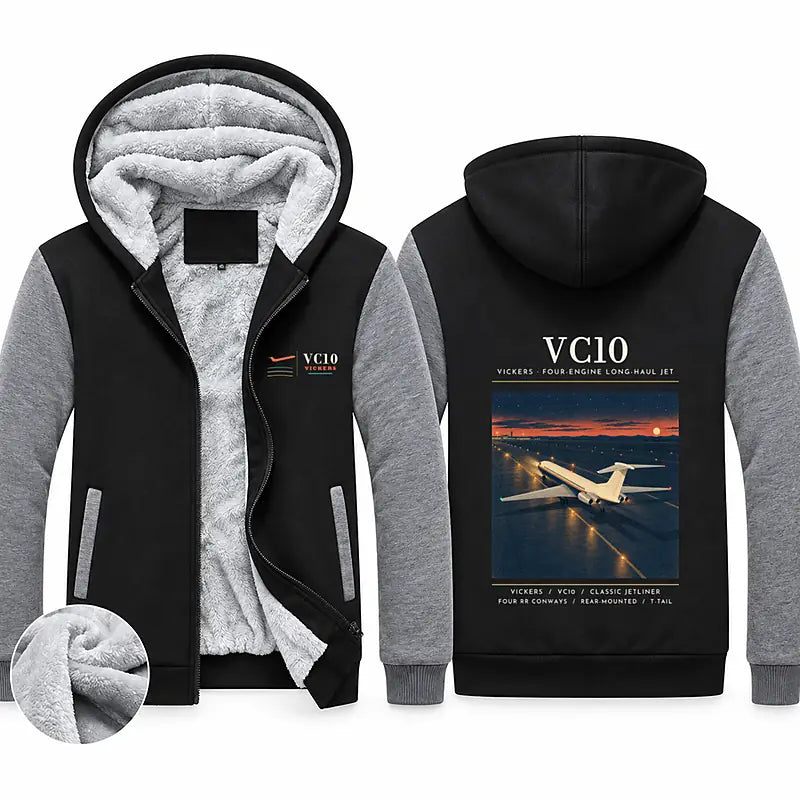 Vickers VC10 Zipped Sweatshirts - Poster - Black & Gray