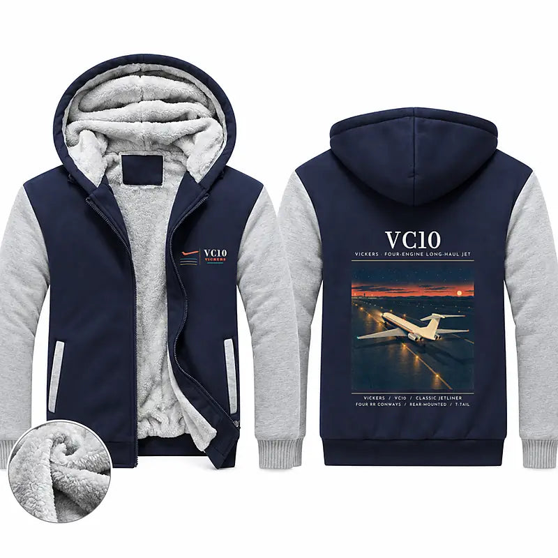 Vickers VC10 Zipped Sweatshirts - Poster - Navy & Gray