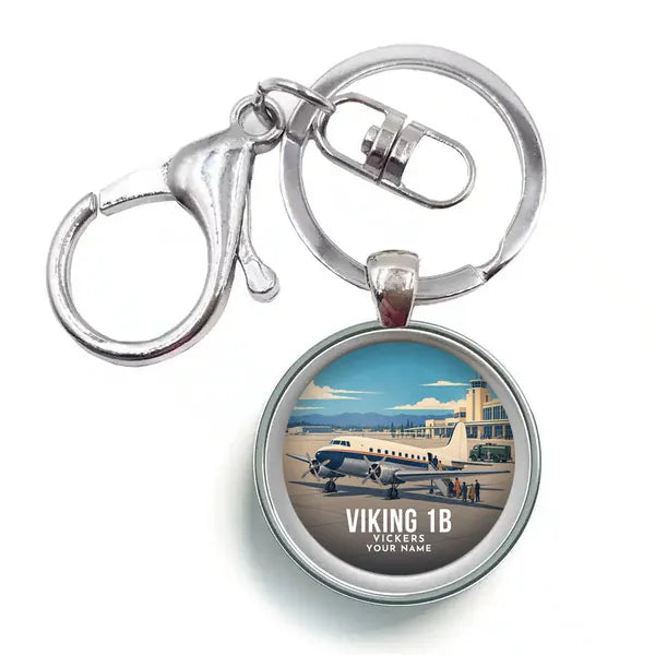 Vickers Viking 1B - 3D + Name - Circle Key Chain - Full Print