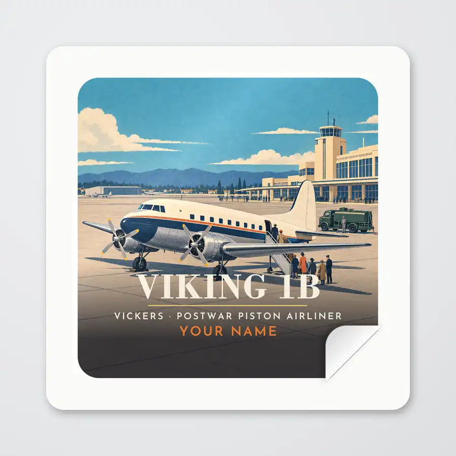 Vickers Viking 1B - 3D + Name - Square Sticker - Peel
