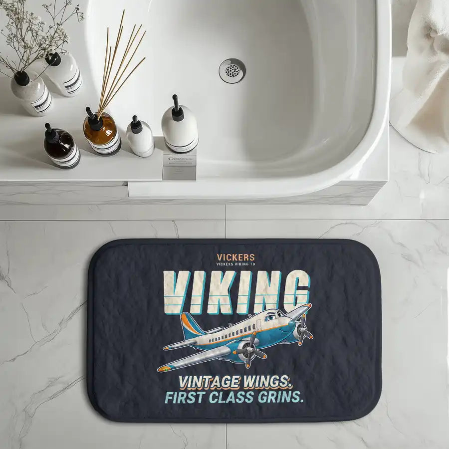 Vickers Viking 1B - Cartoon - Bath Mat