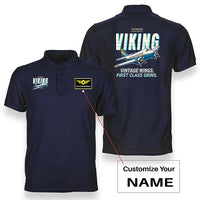 Thumbnail for Vickers Viking 1B - Cartoon - Double-Side Polo - Navy Blue + Name