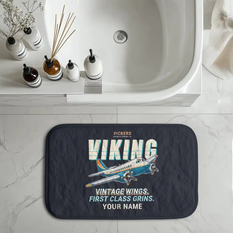 Vickers Viking 1B - Cartoon + Name - Bath Mat