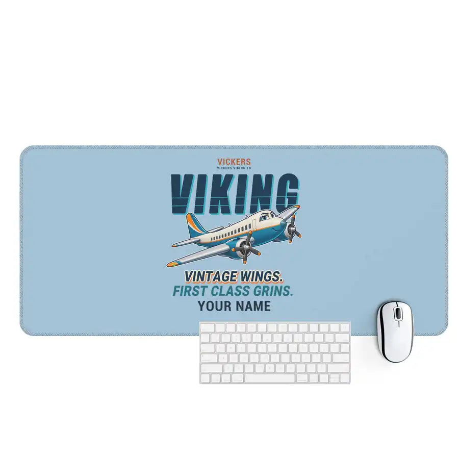 Vickers Viking 1B - Cartoon + Name - Desk Mat - Light Blue