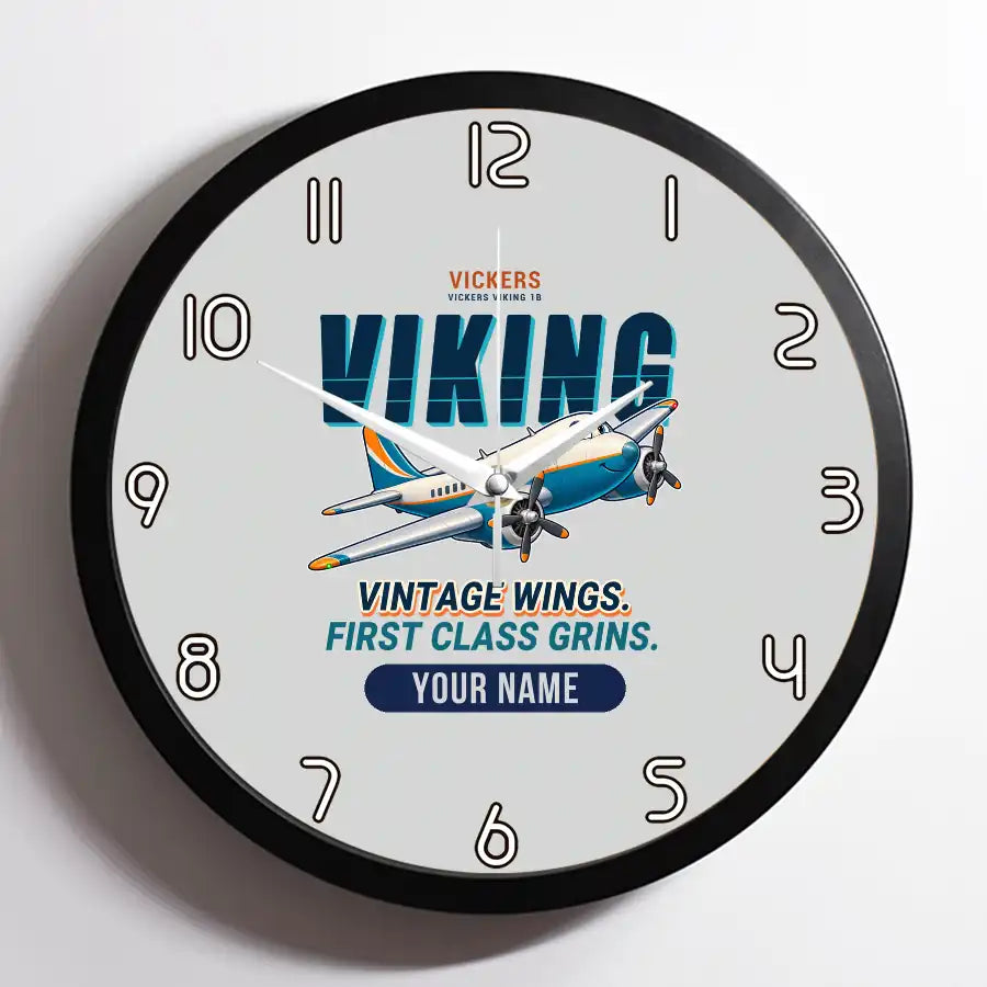 Vickers Viking 1B - Cartoon + Name - Framed - Light Gray