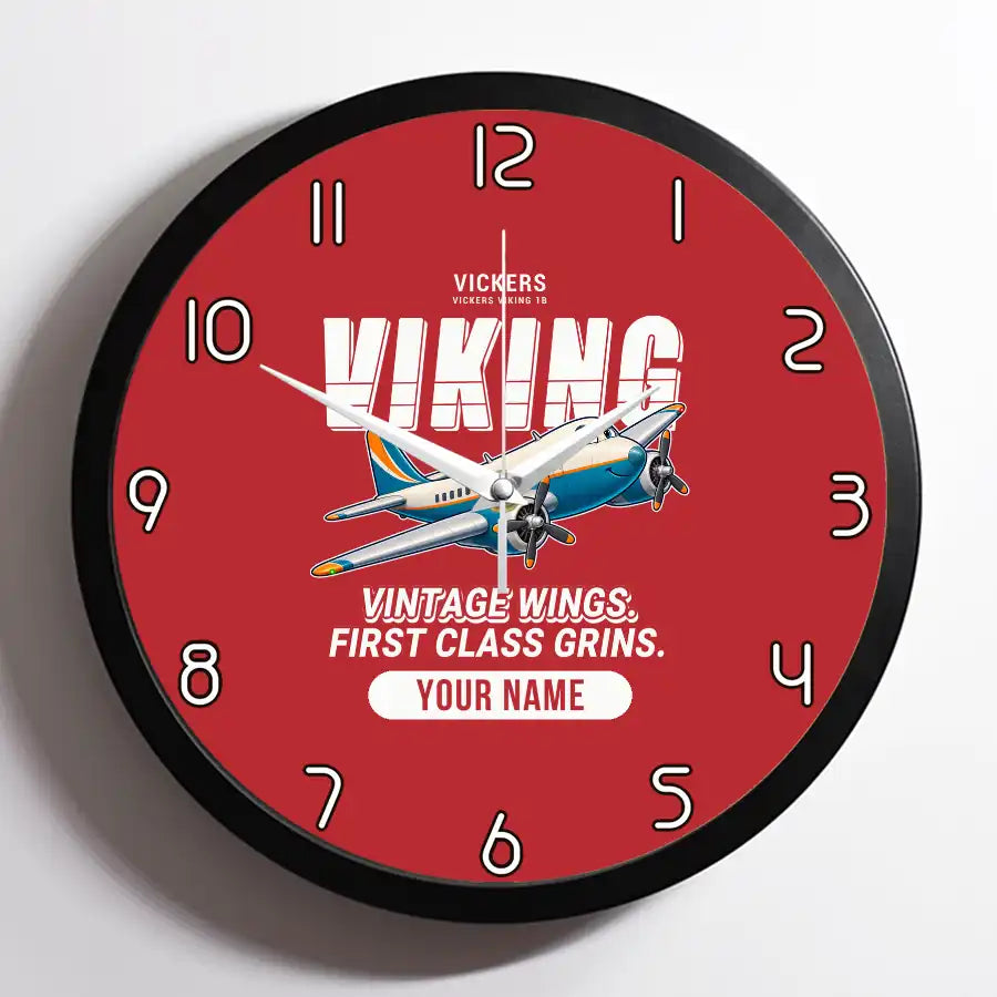 Vickers Viking 1B - Cartoon + Name - Framed - Red