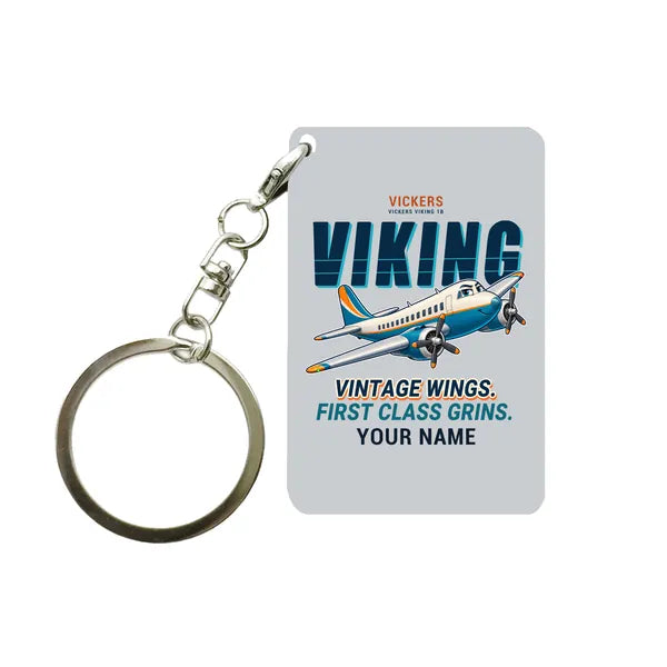 Vickers Viking 1B - Cartoon + Name - Key Chain - Light Gray