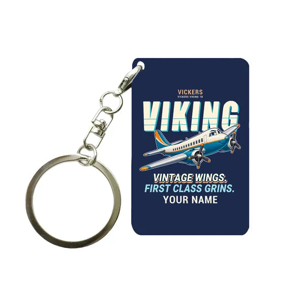 Vickers Viking 1B - Cartoon + Name - Key Chain - Navy Blue