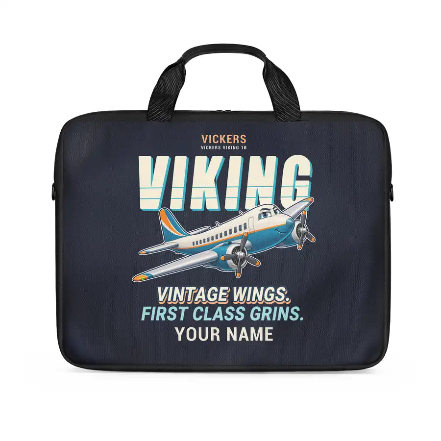 Vickers Viking 1B - Cartoon + Name - Laptop Bag