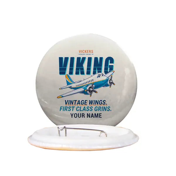 Vickers Viking 1B - Cartoon + Name - Pin - Beige